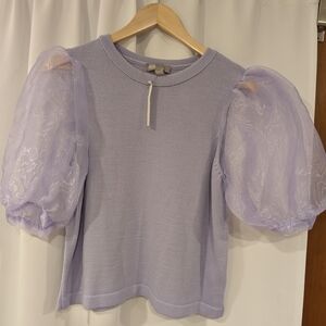 Lavender Puff Sleeve Sweater